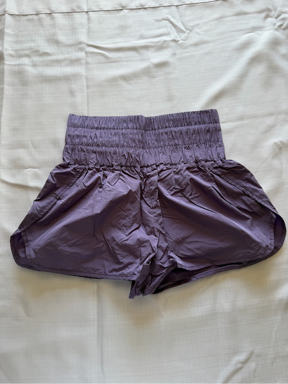 Amazon Purple High-Waist Smocked Athletic Shorts